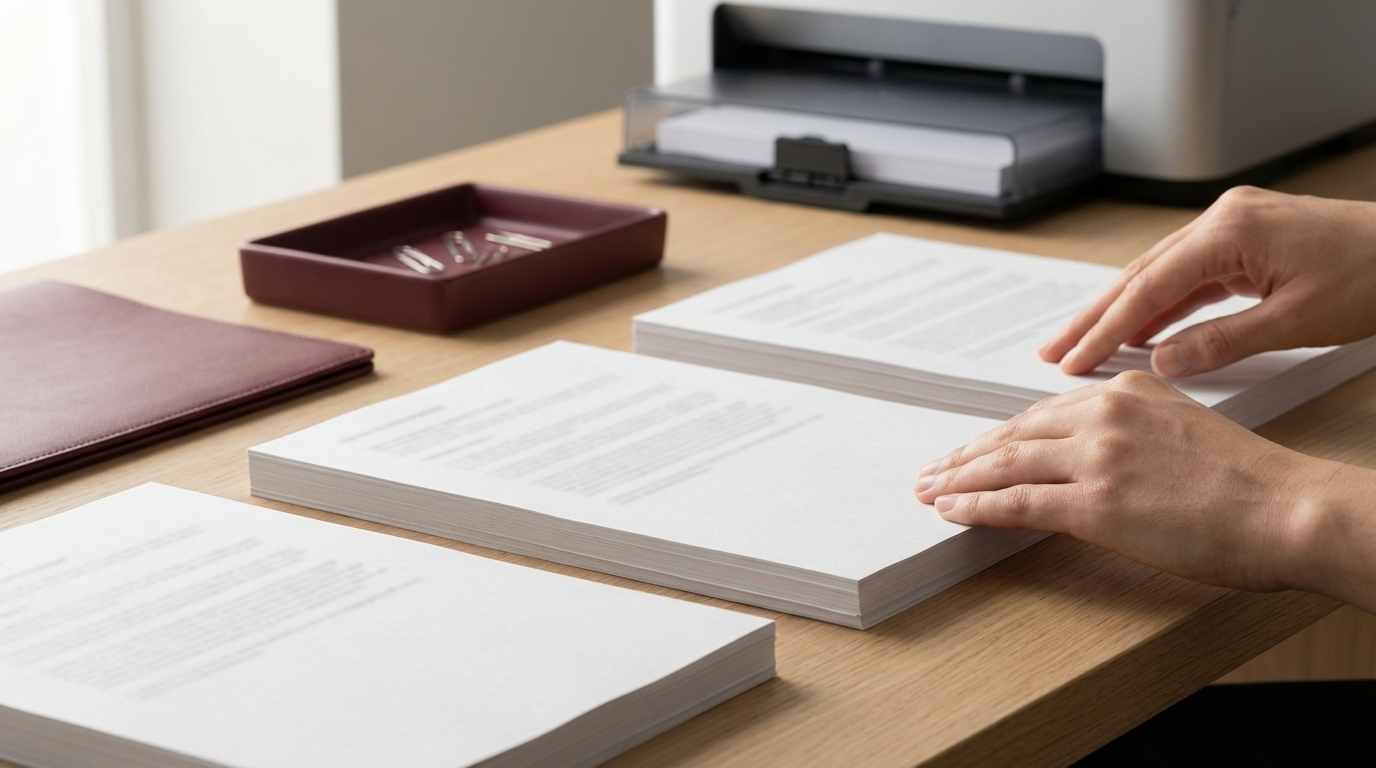 Collated document sets arranged in correct order