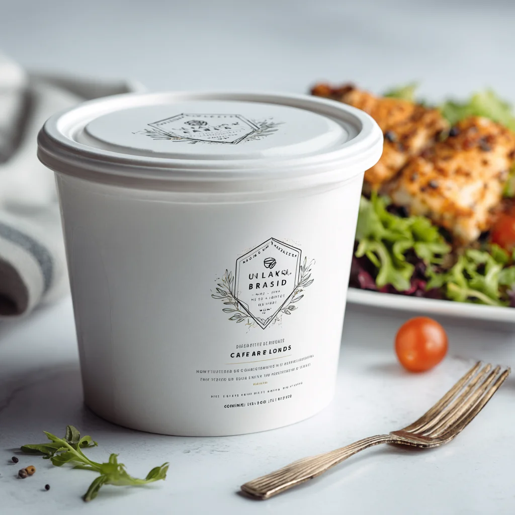 White container with elegant design - custom food containers