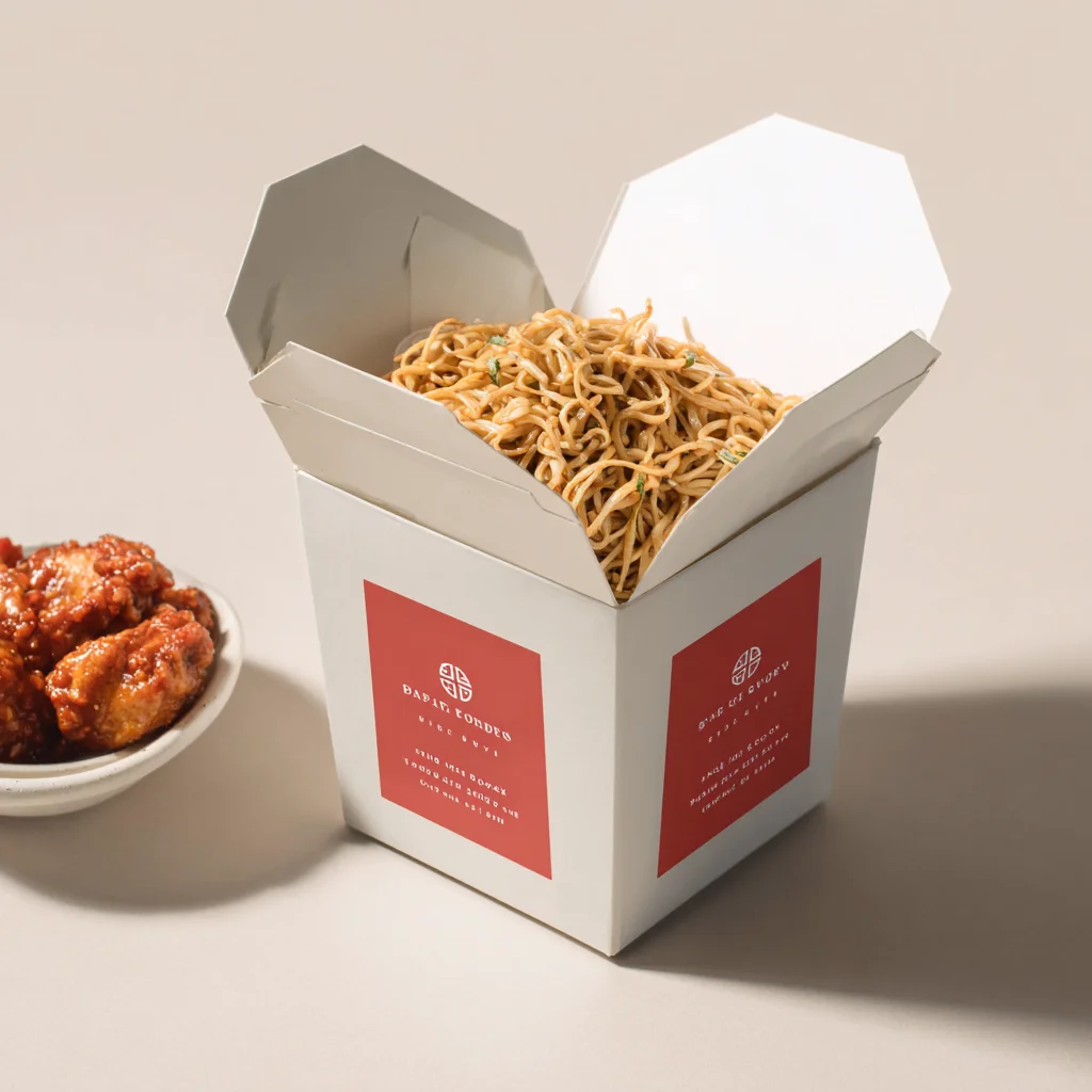 White paper noodle takeout box printed takeaway packaging