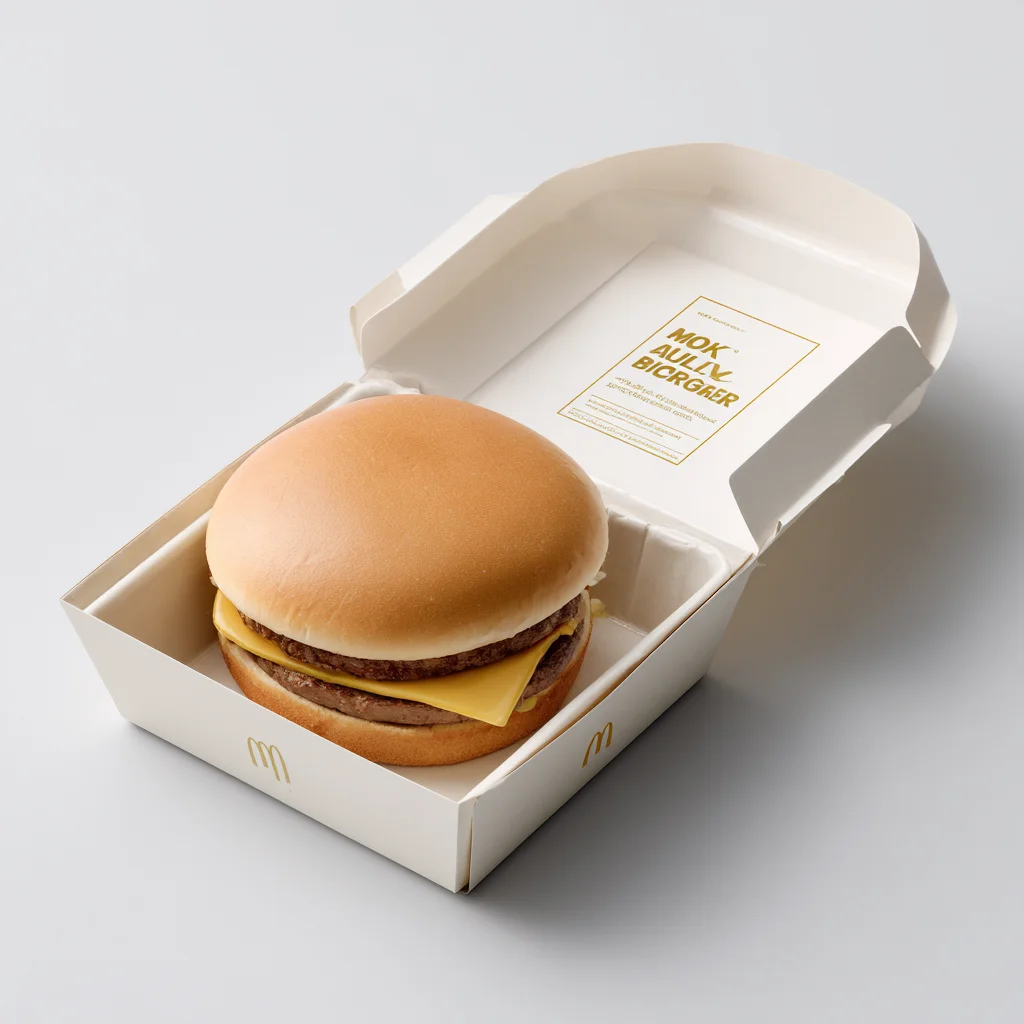 Burger in a stylish takeout box